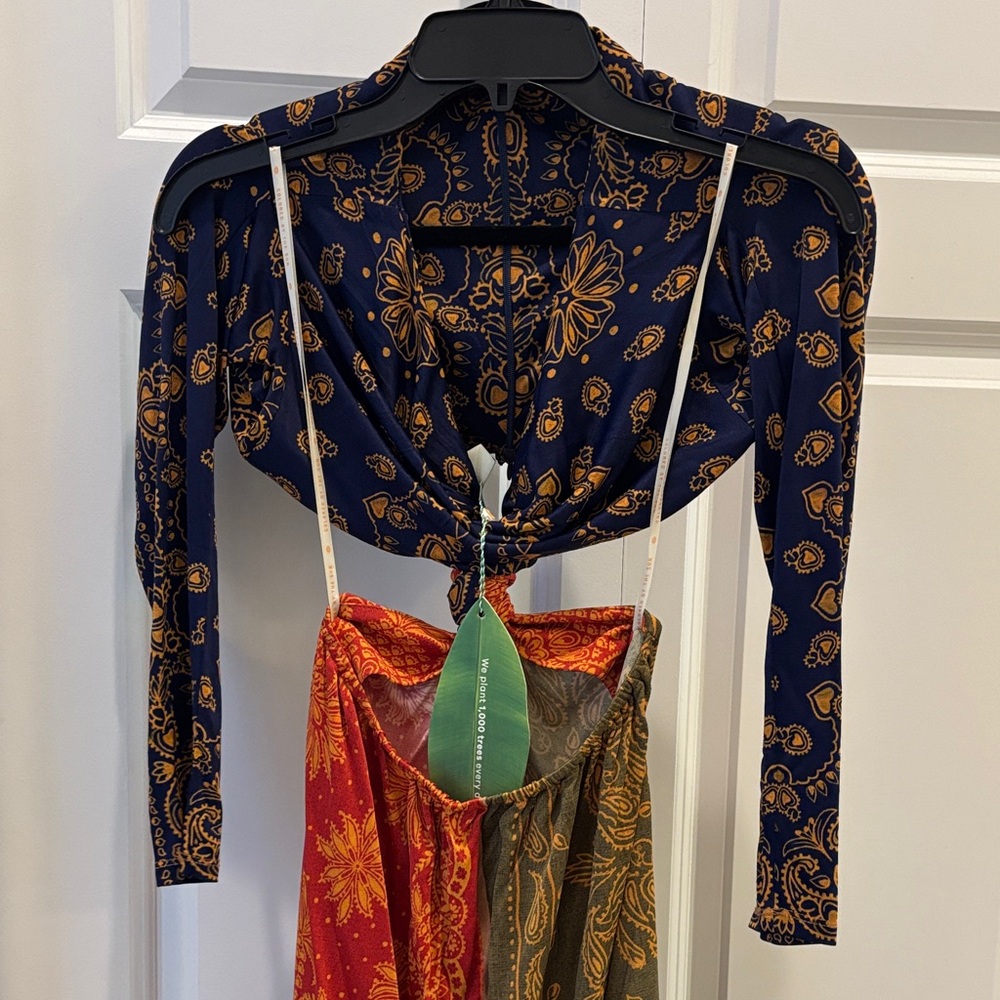 Farm Rio Boho Patchwork Maxi Dress with Paisley Print - Multicolor - Picture 5 of 13